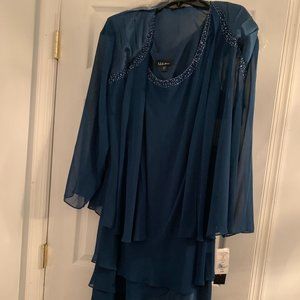 S.L.Fashions 22W  Teal 2 Piece Dress
